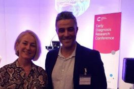 Dr Ahmed Bourghida and guest at cancer research event