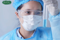 Woman scientist doing cancer test
